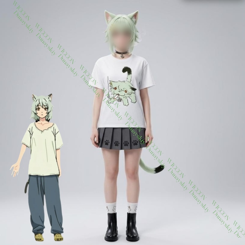 Anime Merchandise T Shirt - Chainsmoker Cat Yaniko Satou Cute Print